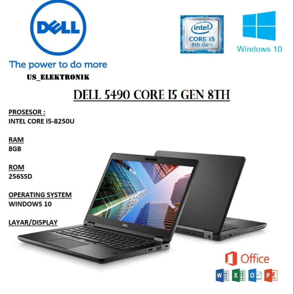 LAPTOP DELL 5490 CORE I5 GEN 8TH RAM 16GB SSD 256GB OS WINDOWS 10