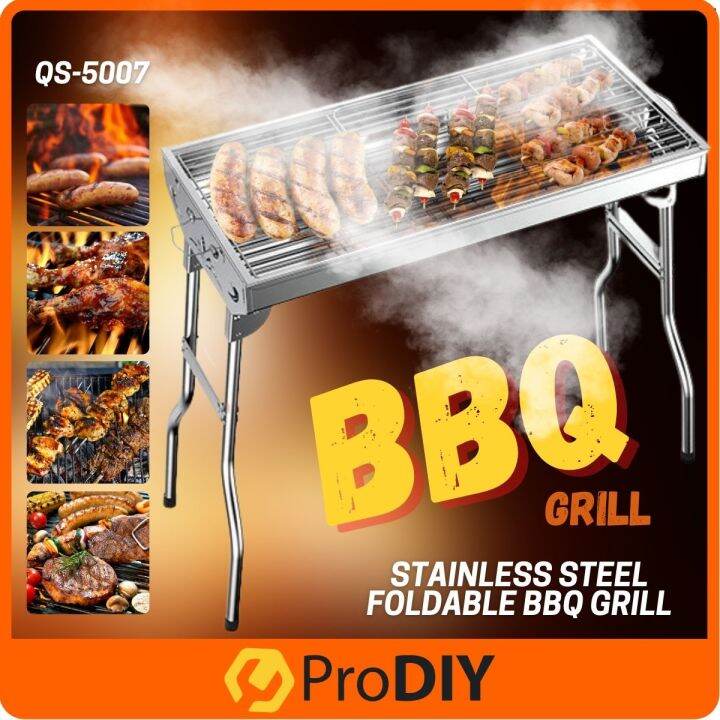 Qs Full Completed Set Stainless Steel Barbecue Bbq Grill Portable Folding Home Or Bbq Set