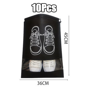 10pcs Non-Woven Drawstring Shoe Bag Portable Shoes Storage Bag Dust-proof Shoe Cover