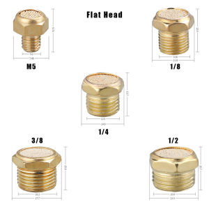 AumoPro 1/8 1/4 3/8 1/2 M5 Pneumatic Exhaust Muffler Air Compressor Noise Filter Brass Mufflers Silencers For Solenoid Valves