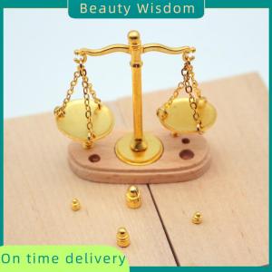 Beauty Wisdom Dollhouse Vintage Balance Scale Miniatures Model Accessories Of 1:12 Doll House Decor Kids Pretend Play Toys Ornaments Gifts