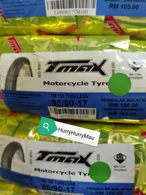 TM100 TMAX Tyre 70/90-17 OR 80/90-17 Tubeless Tyre (Motor Tayar Bunga TT)