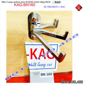 Móc 3 Inox Bảo KAG-BN160 móc xoay 180 độ treo đồ nhà tắm SUS304 thiết kế tuyệt đẹp sang trọng tinh tế đến từng chi tiết