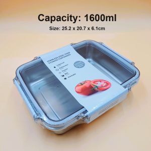 Japanese Style Airtight Metal Food Storage Box 304 Stainless Steel Container with Plastic Cover