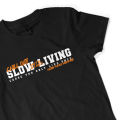Baju Kaos SLOW LIVING - Atasan Katun Combed Pria Wanita Sablon DTF Tulisan Kata Kata Streetstyle Simple Keren. 