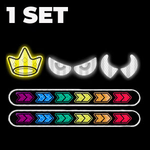 4PCS New Helmet Warning Reflective Stickers Fluorescent Devil Horn Decorative Stickers Motorcycle Car Decal Night Safety Driving Accessories