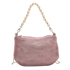 IELGY Pearl Portable Imitation Full Diamond Bag Handbag Shoulder Fashion Female Bag