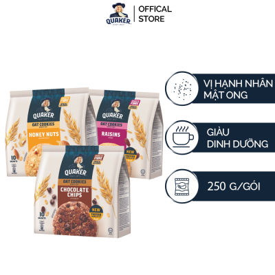 [ĐẶT HẸN 20H 6.7-9.7]  Combo 3 gói Bánh Quy Yến Mạch Quaker 250g (Socola, Hạnh Nhân Mật Ong, Nho Khô)