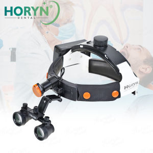HORYN 2.5X/3.5X Dental Binocular Magnifier with 5W Head Light Helmet Loupes Li-ion Battery 420mm