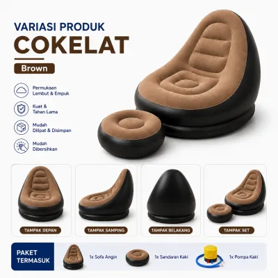 TMS - Premium Sofa Angin Santai Free Pompa + Sandaran Kaki Inflatable Relax Chair Bean Bag