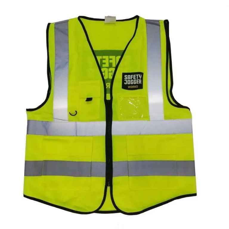 Safety Jogger Multipocket Safety Vest Hi-Viz Reflective Zipper Vest Used  for Traffic, Outdoor, Cycling, Work Top One Size Fits Most Workwear PPE