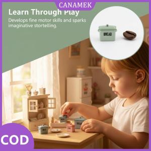 CANAMEK✨ Thu nhỏ 1 12 quy mô Dollhouse Bánh Mì Bánh hộp lưu trữ thực nhà bếp trang trí nội thất Phụ kiện cho DIY Playhouse trang trí