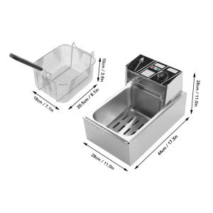 6L Electric Fryer Single Electric Deep Fryer Stainless Steel Frying Machine With Timing Frying Pan