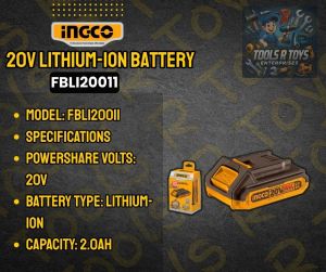 INGCO 20V LITHIUM-ION BATTERY | FBLI20011 | TOOLS R TOYS | ING-CORDLESS