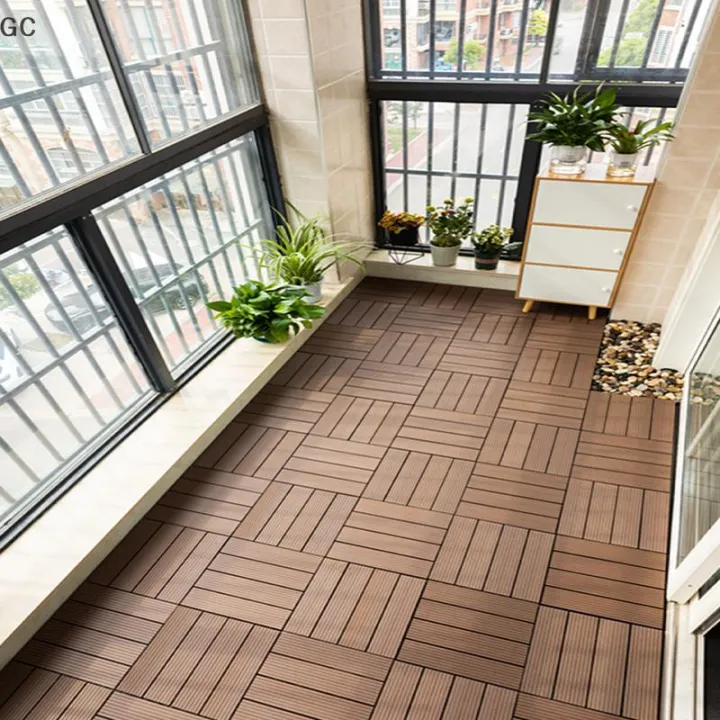 GC🍜🍅🌶 Nhiệm vụ nặng nề tái chế gỗ nhựa DIY lồng vào nhau sàn gạch không ...