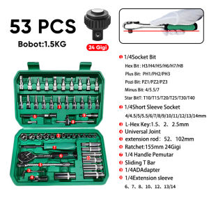 ISKU Kunci Sok Set 82 Pcs Tool Kit Lengkap 1/2 1/4 Inch CR-V Kunci Ring Pas Mata Shock Wrench Ratchet 72 Gigi Alat Bengkel Motor Mobil Toolbox Kotak Perkakas Mekanik Service Heavy Duty Kunci Kombinasi Busi Set Obeng Box