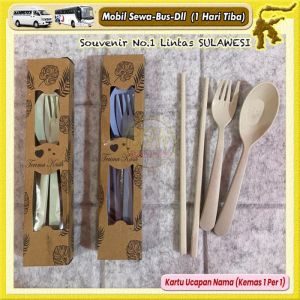 ( isi 50 pcs ) Souvenir SENDOK GARPU SUMPIT JERAMI IMPOR Kemas BOX KARTON Makassar