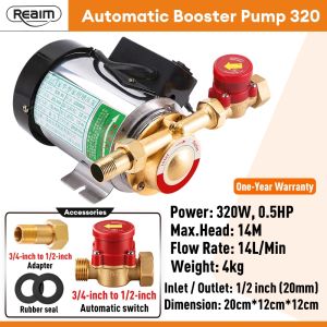 REAIM Electric Water Pump Heavy Duty Peripheral Booster Pump 1/2HP 0.5HP DC Jet Pump Electric Water Pump Booster Portable Booster Pump 0.5 HP Heavy Duty Peripheral Jet Booster Pump True Rated 370W