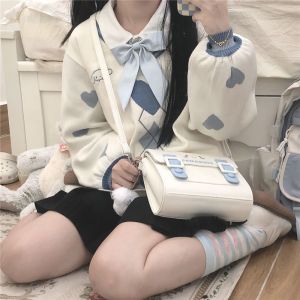 ali9 Cinnamoroll Babycinnamoroll Embroidery jk Uniform Pullover V Collar Sweater for Schools Japanese College Style Autumn Baggy Coat