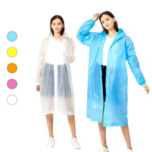 EVA Transparent Long Raincoat with Hood and Drawstring