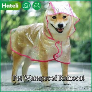 [Hateli] họa tiết cún cưng con chó con Áo mưa trong suốt thú cưng đội mũ trùm đầu áo khoác không thấm nước quần áo mềm áo mưa PVC màu ngẫu nhiên