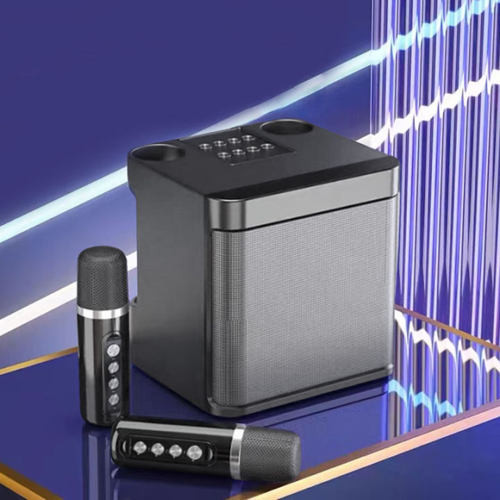 Karaoke 3D stereo speaker portable wireless Bluetooth dual microphone ...