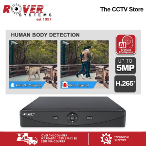 Rover Systems 8 Channel DVR 5MP-N XVI 6in1 1 SATA Digital Video Recorder | Face and Human Detection