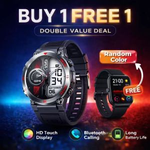 【Buy 1 free 1】HL 2025 New Rugged Military Smart Watch Mens Heart Rate Flashlight Outdoor Sports Tracker Bluetooth Talk Smart Watch