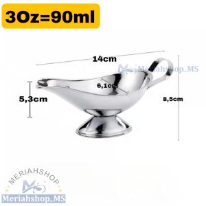 MERIAHSHOP GRAVY BOAT Tempat Saus Saos Steak Wadah Bumbu 3oz 5oz STAINLESS STEEL BBQ STEAK SAUCE BOAT