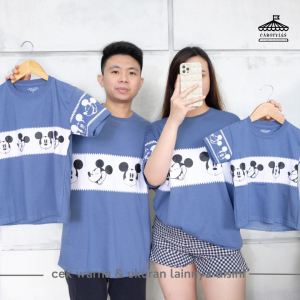 CAROTYLES S Kaos Couple Keluarga MK Garis Wanita Lengan Pendek Katun