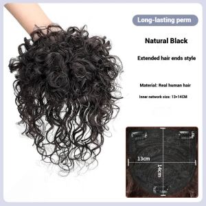 Natural Wavy Human Hair Piece For Women 100% Real Curly Clip-In Bangs With Lace Base Hair Extension Cover Hair Loss 10 Inches2026