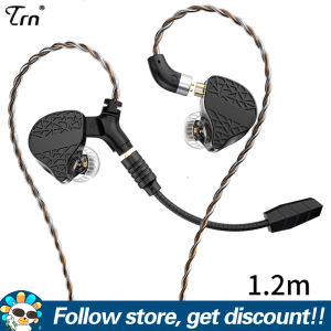 TRN Mars Earphone 1DD + 1BA + 1Vibration Driver Wired DJ Monitors Headset Replaceable Audioplug Design Professional Gaming Headphone With Removable Game Microphone 10mm Full-range Dynamic Unit Earbuds For Smartphone PS4/5 Notebook Computers