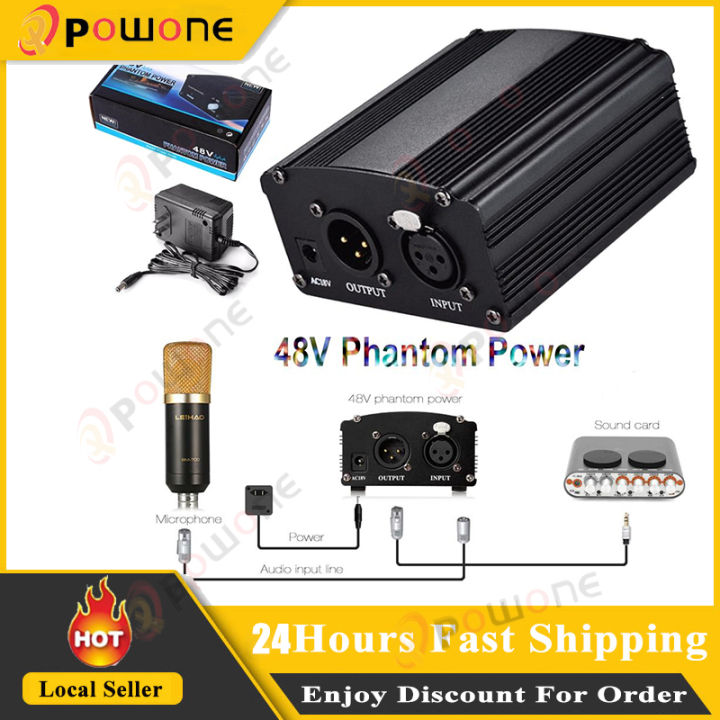 48V Phantom Power Supply With Adapter For Any Condenser Microphone ...