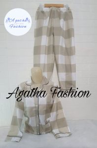 Baju Tidur Piyama Wanita Kotak Nona Motif Pajamas Cewek Dewasa / Piyama Kotak Lengan Panjang / Piyama Kotak korea
