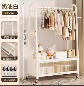 Modern  Wardrobe Closet with Hanging Rod & Storage Cabinet | Space Saving Clothes Rack  |  Rak Baju Bilik | Multi-Functional Wardrobe Organizer