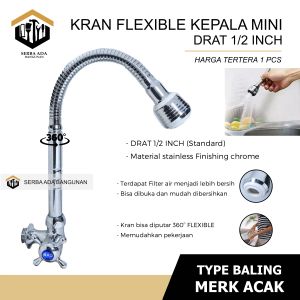 KRAN ANGSA FLEXIBEL PUTIH MINI ENGKOL BALING KRAN AIR KRAN CUCI PIRING KRAN STANILESS Drat 1/2 Inch