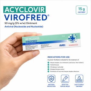Acyclovir Virofred 15 g Ointment Antiviral 50 mg/g (5% w/w) Ointment for Herpes Simplex Virus Infections.