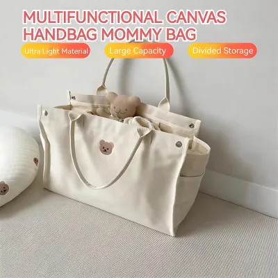 Portable Mommy Bag Large Capacity Bag Multi Functional Storage Bag INS Canvas Maternity Handbag
