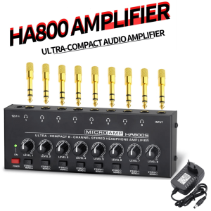 Micro mixer Amplifier Mikrofon Stereo Audio karaoke Headphone Splitter 8 Channel Volume Control