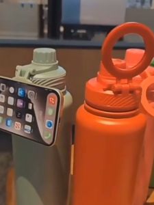 New Magnetic Large Capacity 1L Thermos Outdoor Stainless Steel Sports Water Bottle With Phone Holder