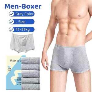 SERENITY Mens Disposable Boxer Briefs 5pcs/pack Pure Cotton Travel Business Trip Underwear White Dark Grey Olive Green Sizes L-XXXXL Individually Wrapped Sterilized