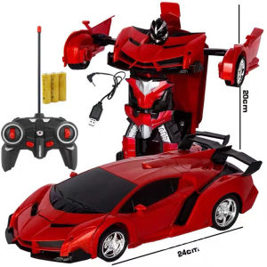 Lucy Shop New 2-in-1 Transforming RC Police Car Robot Toy with 2.4GHz Anti-Interference for Kids 6+ Years - Birthday Gift