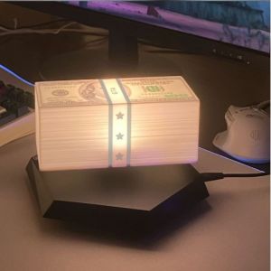 Floating Money Decorative LED Night Light USB Powered Ambient Desk Lamp with Magnetic Levitation Technology Modern Art Gift for Home Office Party
