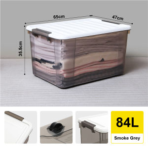 Citylife 84L Stackable Storage Box With Wheels Plastic Storage Box Organizer Large Capacity Container With Wheels