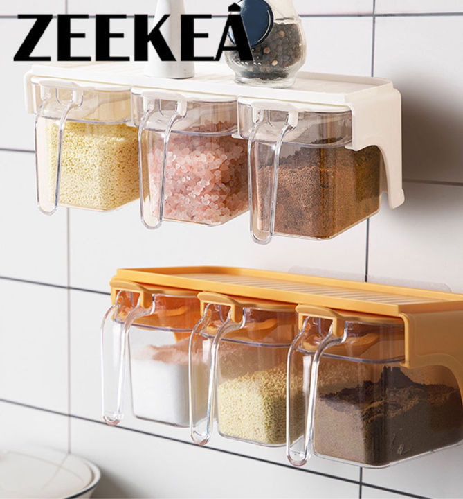 Zeekea%203%20Grids%20Seasoning%20Box%20with%20Handle%20and%20Spoon,%20Seasoning%20Storage%20Container%20Rack%20Combo%20Set%20with%20Removable%20-%20Image%208