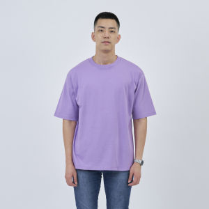 Kaos Polos Pria Oversized Lengan Pendek Bahan Katun Combed 24s Warna Ungu Lilac