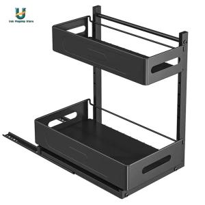 Cabinet Organizer Pull Out Multi-Purpose Storage Organizer 2 Tier Slide Out Easy Installation for Kitchen Bathroom[Ueb Flagship Store]