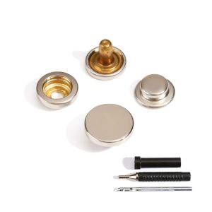 INNEED 6Pcs/Set Solid Metal Buttons Fasteners Button Round Shape Snap Button Easy To Use Leather Snap Fasteners Clothes/Bags/Leather