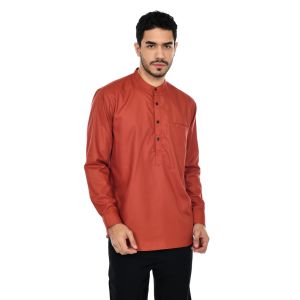 Baju Koko Kurta Pria Lengan Panjang Polos Katun Toyobo Thomson