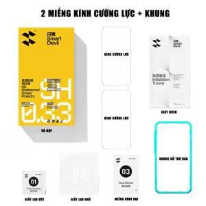 Kính cường lực Vivo X300 Pro trong suốt không viền full màn hình Smart Devil có khung hỗ trợ dán màn hình Vivo X300 Pro